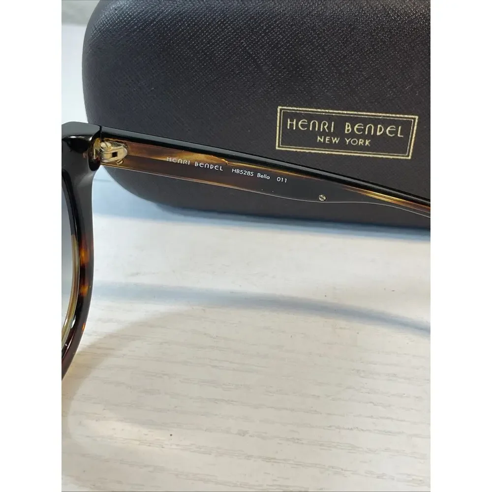 Henri Bendel New York Sunglasses Oversized Tortoiseshell Brown W/ Striped Case - Picture 5 of 11